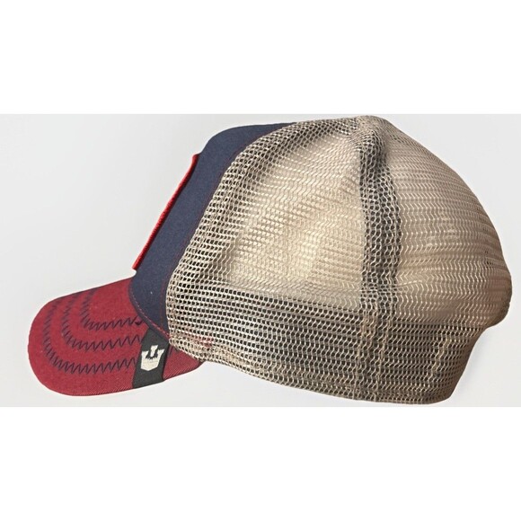 Goorin Bros Hat Cap Snap Back Trucker Patch Blue Red Mesh The Farm Mens - Picture 2 of 9
